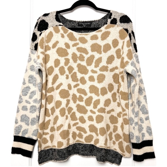 REVOLVE X CENTRAL PARK WEST Colorblock Animal Print Knit Oversized Sweater M - Picture 4 of 10